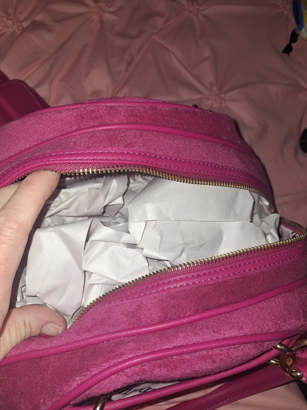 EXCLUSIVE Juicy Couture Pink Velvet Dome Satchel with Heart Charm